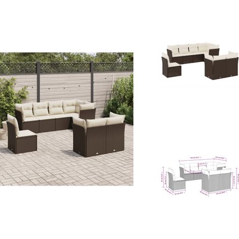 8-tlg. Garten-Sofagarnitur mit Kissen Braun Poly Rattan - Gartensorte - Gartenmöbelset - Lounge Möbel - Outdoor Sofa - Rattan Gartenmöbel (1/3)