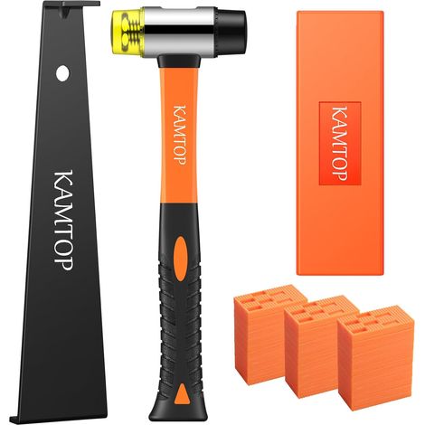 Kit Pose Parquet Stratifié - Kit d’Installation pour Sol Stratifié avec 60 Cales d’Espacement, Barre de Traction, Bloc de Frappe et Maillet Double Face, pour Parquet Flottant (1/5)