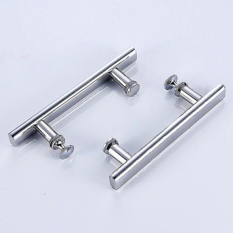 Lot de 2 poignées de porte de douche en acier inoxydable, entraxe de 145 mm, pour remplacement de poignées de porte de douche en verre de salle de bain. (1/5)