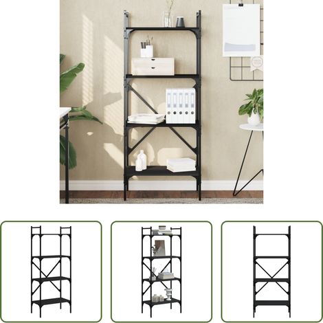Rangement livres - Bibliothèque à 4 niveaux noir 56x31,5x138,5cm bois d'ingénierie (1/5)