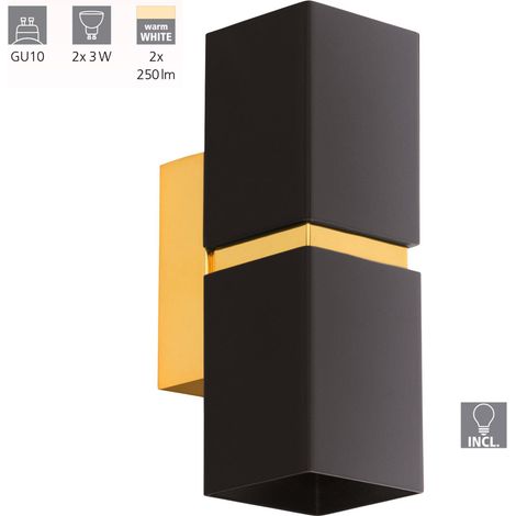 Eglo Passa Lampada da Parete, in Acciaio, 6.6 W, Nero/Oro (1/5)