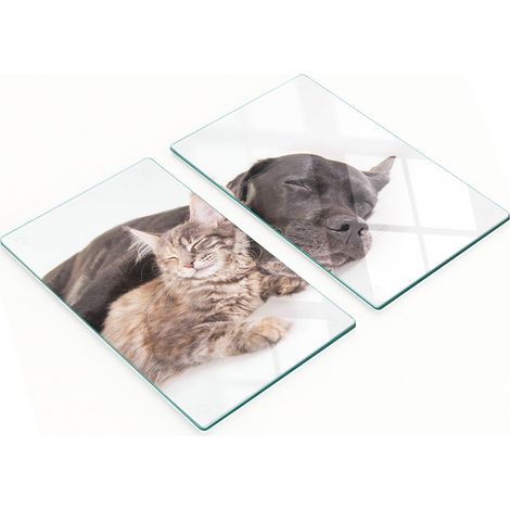 Tavole decorative multifunzionali da cucina in legno temperato con motivo cane e gatto, 2x30x52 cm (1/5)
