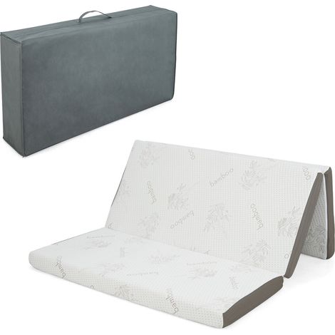 COSTWAY Double 10 cm Folding Gel-Infused Tri-fold Mattress Topper Cool Gel Memory Foam (1/5)