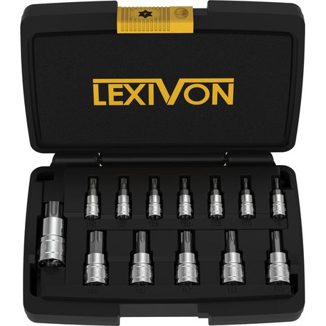 LEXIVON Chiavi Torx per Avvitatore a Batteria, Chiavi a Bussola per Milwaukee, Makita, Chiave Dinamometrica, Inserti per Avvitatore e Chiavi a Cricchetto, 13 Pezzi EU T8 - T60 (LX-143) (1/4)