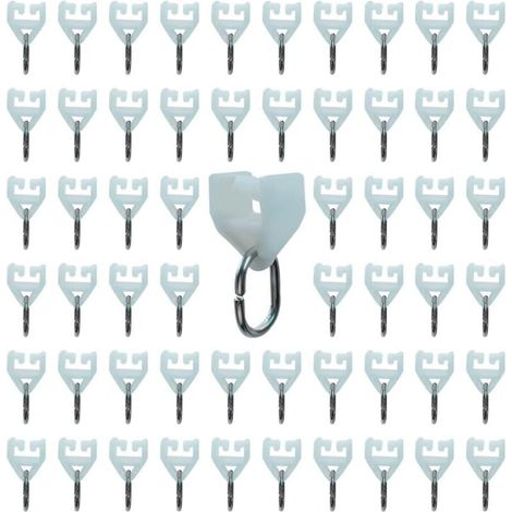 Rulli per binario per tende - 80 pezzi, gancio scorrevole per binario per tende da esterno, carrucola in plastica per tende (bianco)