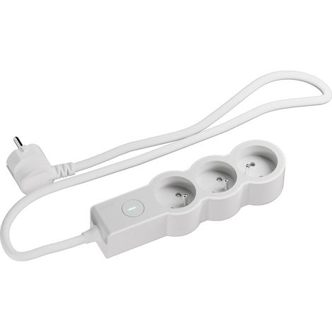 Rallonge multiprise 3x2P+T avec Interrupteur on/Off, 1.5M, Blanc, 16A (1/2)