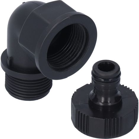 2er-Set Winkelverbinder, robuster, anpassungsfähiger Schlauchadapter mit Nippelanschluss für Garten und Außenbereich (G1 Richtungswinkel, Innengewinde und Außengewindenippel) (1/5)