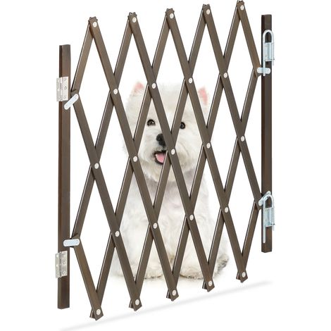 Relaxdays Safety Gate, Dog Barrier, Width Extendable up to 96 cm, 48.5-60 cm high, Bamboo & Iron, Stairs & Doors, Brown