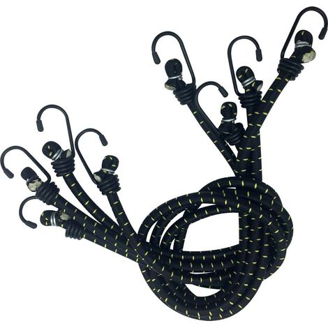 TERRE JARDIN - Gomas elásticas tensoras de 80 cm con ganchos - Paquete de 4 Negro 12 mm