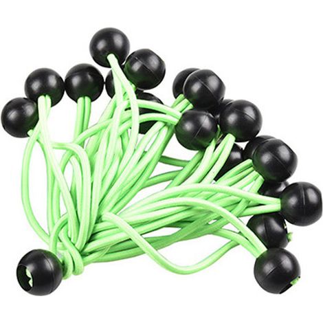Confezione da 10 corde elastiche a sfera, corde elastiche nere, per tende, teloni impermeabili, campeggio, cinghie di estensione per tende - Verde (1/4)