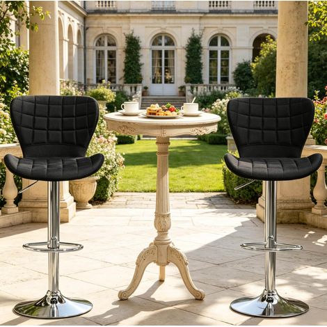 Lot de 2 tabourets de bar noirs, pivotants à 360° et réglables en hauteur (1/5)