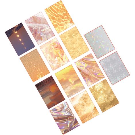 Pack de 14 autocollants holographiques PET dorés, faciles à poser, durables, pour scrapbooking, gourdes, cadeaux - Style esthétique jaune (1/5)