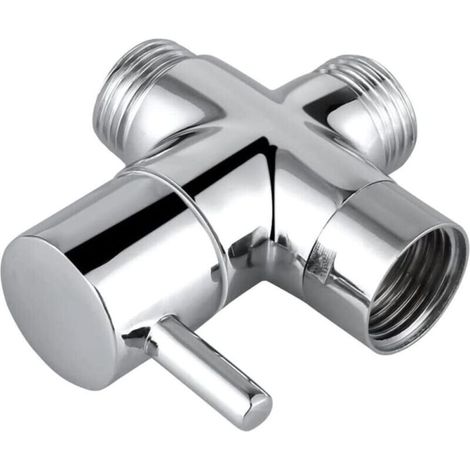 3-Wege-Messingventil, Duschsäulenumsteller, massives 3-Wege-Messingventil, geeignet für Badezimmerrohrumsteller, zur Regulierung der Wasserdurchflussmenge (Silber)
