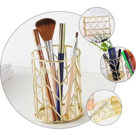 Porte-stylos - Métal Plaqué Or Rose - Rond - 8,3 x 8,3 x 10,3 cm - Lot de 2 (1/5)