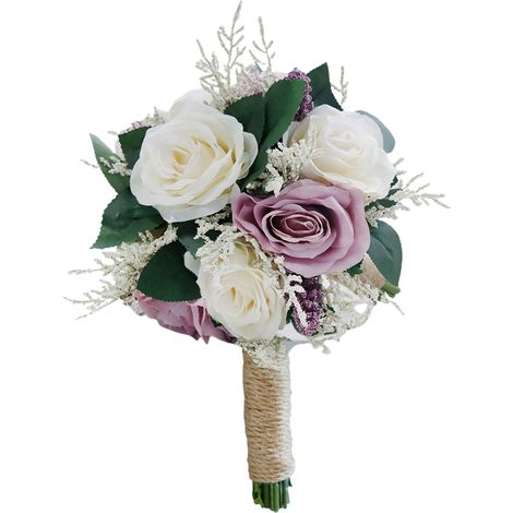 Bouquet de roses artificielles 20x26cm, tenue de mariée, fleur en soie, accessoire de photographie, violet Champagne (1/5)