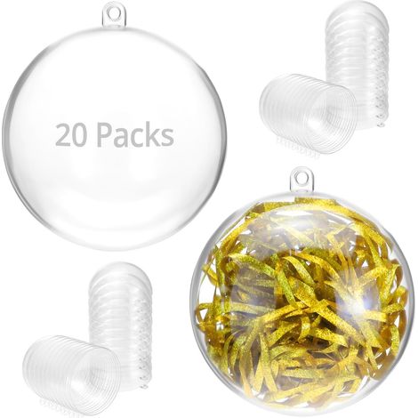 20 pezzi Palline di plastica trasparenti, Ø8 cm Pallina di Natale, Palline di plastica da riempire