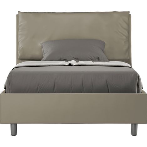 Letto 1 Piazza E Mezzo 120x200 cm Senza Rete Imbottito in Similpelle Antea Large Cappuccino (1/5)