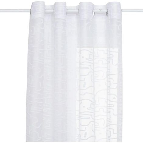 Rideau Voilage Motifs Abstraits "Lazi" 140x240cm Blanc (1/2)