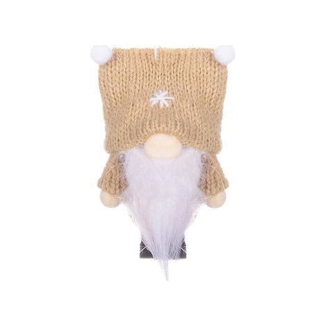 Skrzat 8cm, decorazione natalizia, gnomo natalizio, nano color beige.