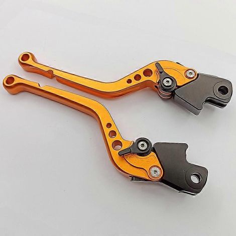 Guidon modifié en alliage d'aluminium pour motos BMW K1600 HP2 Enduro, avec frein et embrayage hydrauliques (tige longue orange). (1/5)