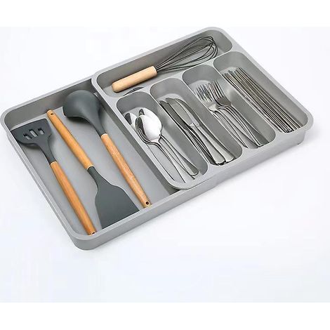 rangement De Tiroir Extensible De Cuisine, Tagre De Sparation, Rangement De Couverts, Compartiment Pour Couteaux, Fourchettes Et Baguettes, Botes (1/5)