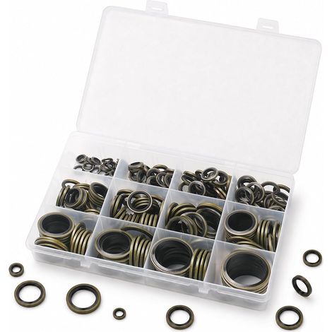 160 Pièces Rondelles d’étanchéité Hydrauliques M6–M24, Lèvre Caoutchouc (1/5)