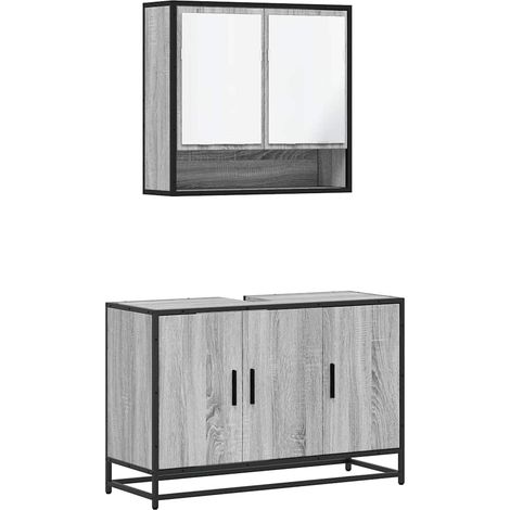 Maison Exclusive - 2-tlg. Badmöbel-Set Grau Sonoma Holzwerkstoff