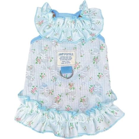 Abito estivo con delicate giarrettiere traforate in stile principessa, vestiti per cani e gatti, sandali traspiranti e rinfrescanti (celeste, taglia M, riferimento 5-8) (1/4)