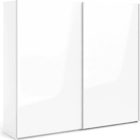 Dmora - Guardaroba 2 ante Cyrille, Mobile camera da letto, Cabina armadio portabiti, Armadio appendiabiti, 243x61 h220 cm, Bianco lucido