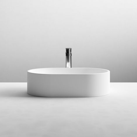 Nuie Luxe Matt White 565mm x 350mm Oval Countertop Basin - NBV269