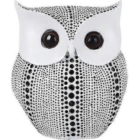 Ornement hibou à pois, modèle de décoration pour salon ou bureau, en résine blanche, 1 pièce (1/5)