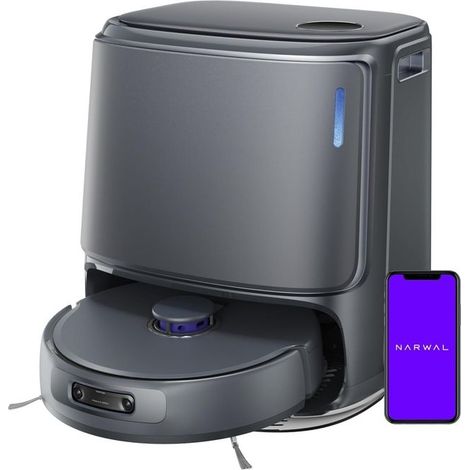 Robot aspirapolvere e lavapavimenti Narwal Freo Z Ultra Aspirazione 12.000 Pa Spazzola anti-groviglio certificata Lavaggio intelligente con acqua calda Stazione di svuotamento automatico silenzios