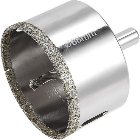 Scie cloche diamantée 68 mm, foret de centrage, scie cloche avec revêtement diamant pour la découpe du verre, du carrelage, de la céramique, du marbre et du calcaire. (1/4)