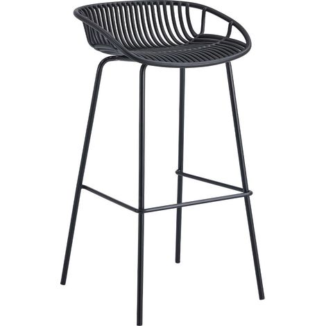 Home Heavenly® - Pack 4 taburetes SVEN, uso interior/exterior, de polipropileno y metal. 88x44x47 cm. Color: Negro (1/5)