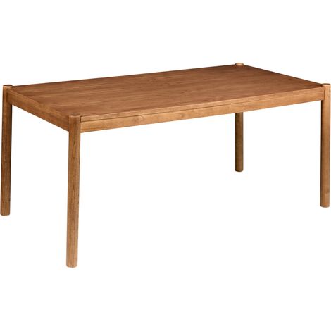 Mesa de comedor rectangular con tablero chapado y patas de madera de olmo 180 x 90 cm chapado en roble oscuro Fondis