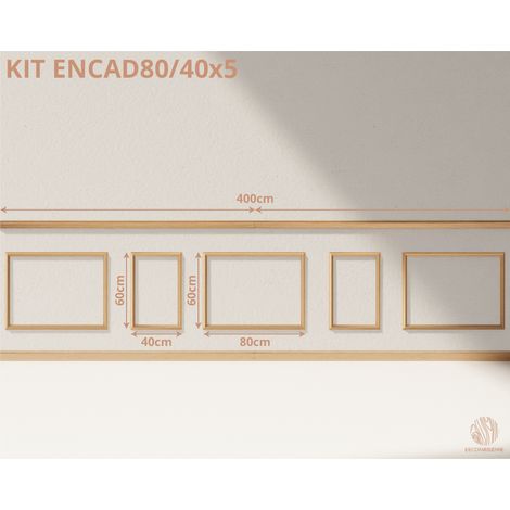 Kit moulures murales décorative 400 cm - Plinthes - Cimaises - Style Haussmannien - Encadrement a peindre - 28 Pieces (1/5)