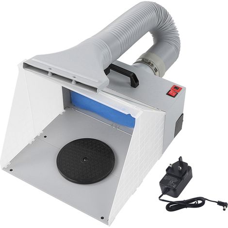 Cabine de pulvérisation d'aérographe avec table tournante, ensemble d'extracteur de filtre d'échappement pliable pour modèles d'artisanat et de peinture, prise britannique 100 à 240V, 50HZ (1/5)
