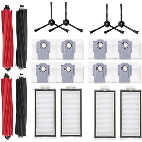 Lot de 20 accessoires de rechange pour aspirateur robot Roborock Q5 MAX+ / Q5 Duoroller+ : brosse principale, filtre et sac à poussière. (1/5)