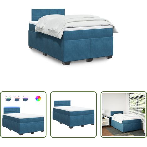 Matratze - Boxspringbett mit Matratze Blau 120x190 cm Samt (1/5)