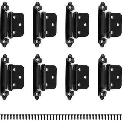 8 Pièces Charnière Métal, Noir Charniere Porte Épaisseur 1,4 mm, Charniere Porte Placard avec 40 Vis, Conviennent pour Portes Fixes, Portes D'entrée, Portes de Chambres (1/5)