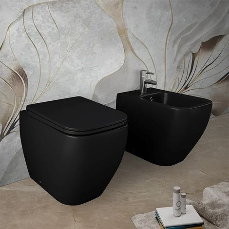 Sanitari filomuro nero opaco Rimless Rak serie Metropolitan copriwc soft-close (1/5)