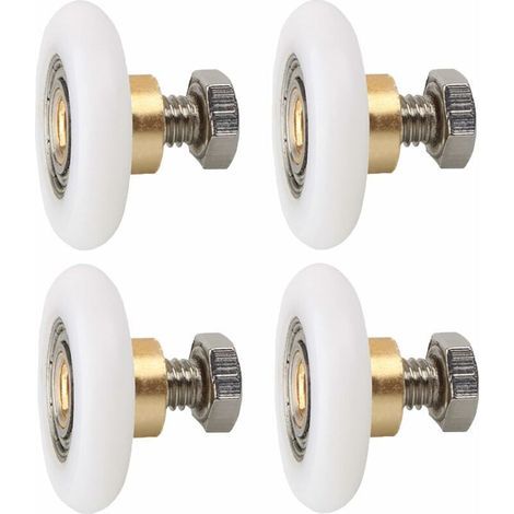 Lot de 4 roulettes porte de douche 23 mm – Nylon et mandrin en cuivre – Pour rails coulissants – Installation facile (1/5)