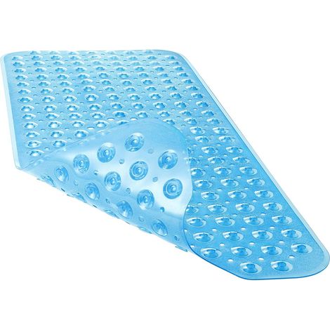 Tapis de douche pour baignoire 40 x 16 pouces, antidérapant et extra large, tapis de baignoire avec ventouses, tapis de salle de bain lavable en machine avec trous de drainage, bleu (1/5)
