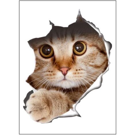 BUNTHAUS Autocollants décoratifs Mignons de Mur de 3D de Chat de Bande dessinée (1/5)