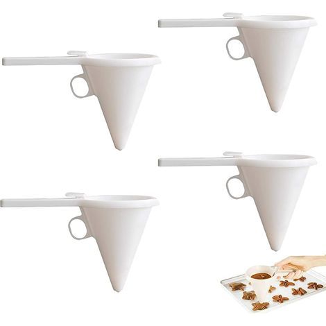 Lot de 4 distributeurs de pâte à crêpes en plastique - Entonnoir à piston - Distributeur d'entonnoirs pour pâtisserie, décoration de gâteaux (1/5)