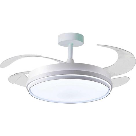 dc kioto fan weiß, 4 einziehbare Flügel, 72w led 300040006000k, h.30/35xd.108/50cm