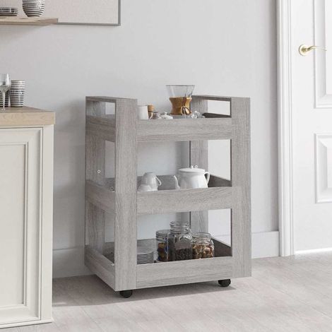vidaXL Chariot de cuisine Sonoma gris 60x45x80 cm Bois d'ingénierie (1/5)