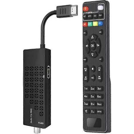 DVB-T2 H265 HD-kompatibler HD-Digital-Terrestrischer-Fernseher (DVB-T2)-Tuner mit Eurostecker für WLAN (Full HD 1080p) – Schwarz
