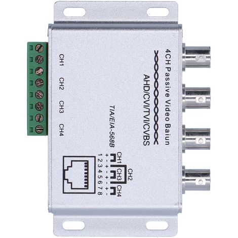 Passiver 4-Kanal-AHD/CVI/TVI/CVBS-Twisted-Pair-Videotransceiver 720p/1080p HD, BNC auf RJ45 UTP auf symmetrischen Signalbalun-Konverter (1/5)
