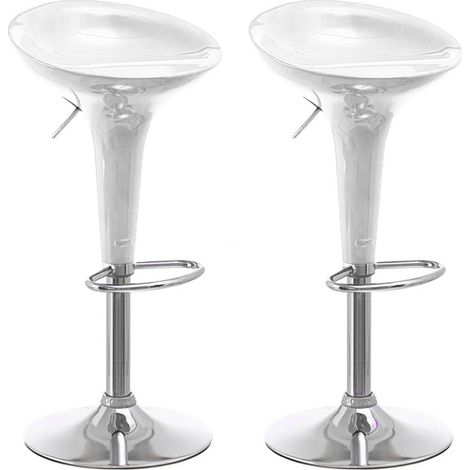 Set 2 Sgabelli Cucina Regolabile Acciaio e ABS Sgabello Girevole Bianco Casa Bar (1/5)